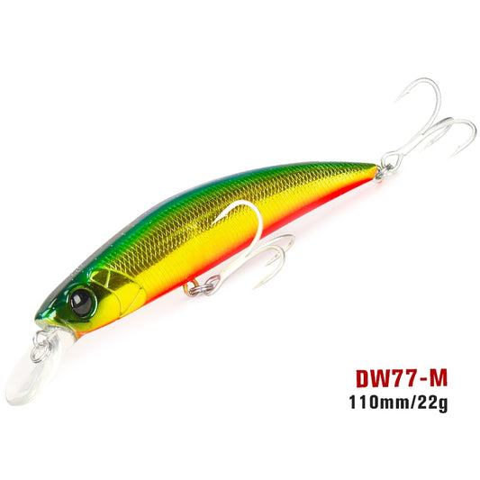 Long Casting Sinking 110S  Minnow Saltwater Fishing Lure DW77 110mm 22g Large Trout Pike River Lake Hard Baits Jerkbait