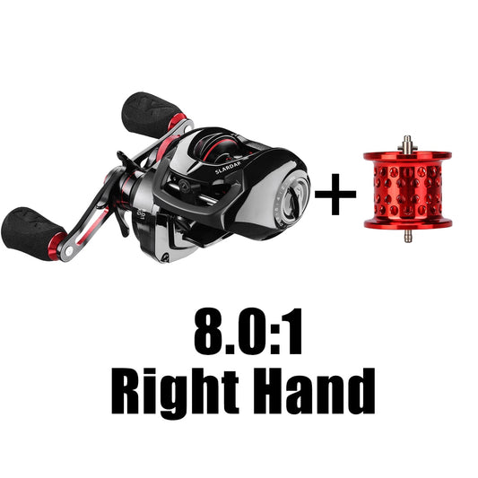 Brand SLARDAR Series 7.0:1 8.0:1 Baitcasting Fishing Reel 190g Magnetic Brake System Carbon Fiber Drag 18LB Brass Gear