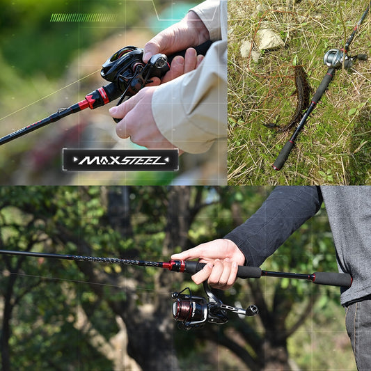 Traveller Max Steel Spinning Casting Fishing Rod 4 Pcs - Carbon Rod with 1.80m 1.98m 2.13m 2.4m