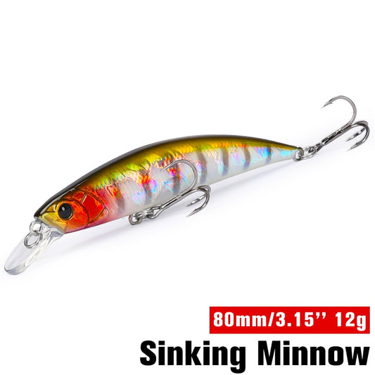 Sinking Minnow Fishing Lure DW96 8cm Large Trout Pike Rockfish Hard Bait Jerkbait Freshwater Saltwater Wobbler 80S 12g