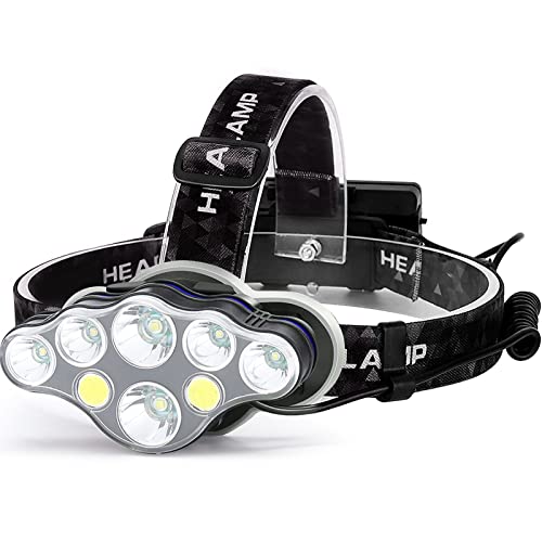 High Bright 18000 Lumen LED Headlamp 8 Headlights With Red Light, Lightweight USB Headlight, 8 Modes Waterproof Head Torch For Camping, Hiking, Outdoor Hunting