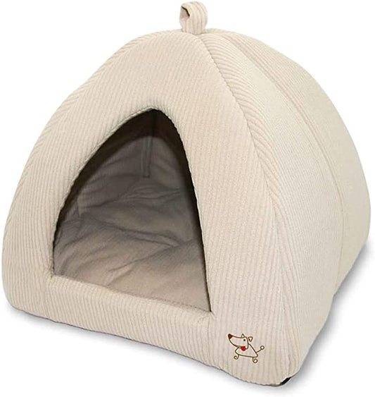 Pet Tent-Soft Bed for Dog and Cat by Best Pet Supplies - Beige Corduroy, 19" x 19" x H:19"