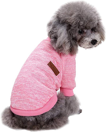 Jecikelon Pet Dog Clothes Dog Sweater Soft Thickening Warm Pup Dogs Shirt Winter Puppy Sweater for Dogs (Pink, S)