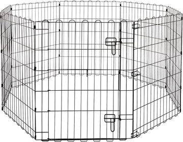Foldable Metal Exercise Pet Play Pen for Dogs, Single Door, 60 x 60 x 30 Inches, Black