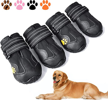 XSY&G Dog Boots,Waterproof Dog Shoes,Dog Booties with Reflective Rugged Anti-Slip Sole and Skid-Proof,Outdoor Dog Shoes for Medium to Large Dogs 4Pcs-Size7