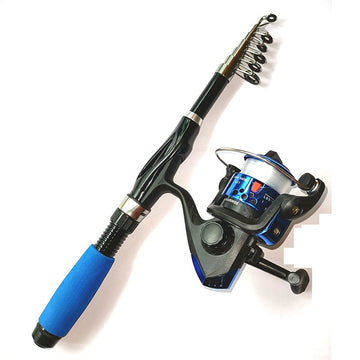 Telescopic Fishing Rod and Mini Spinning Reel Fishing Rod Kits Saltwater Freshwater Travel Fishing Tackle Set